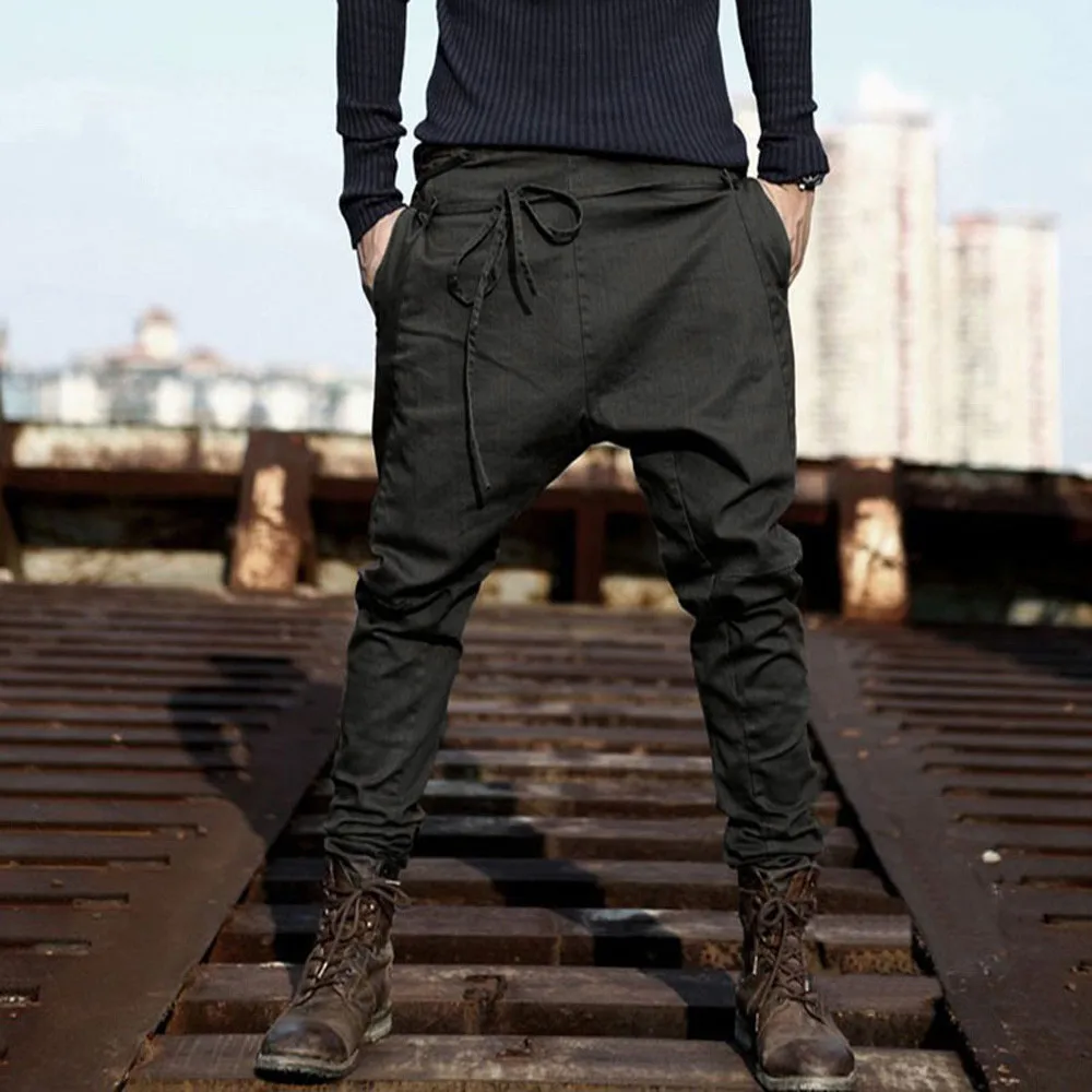 

men Harem Pants brand 2019 Casual Sagging pants men Trousers Crotch Pant Men Joggers Feet pants hanging crotch