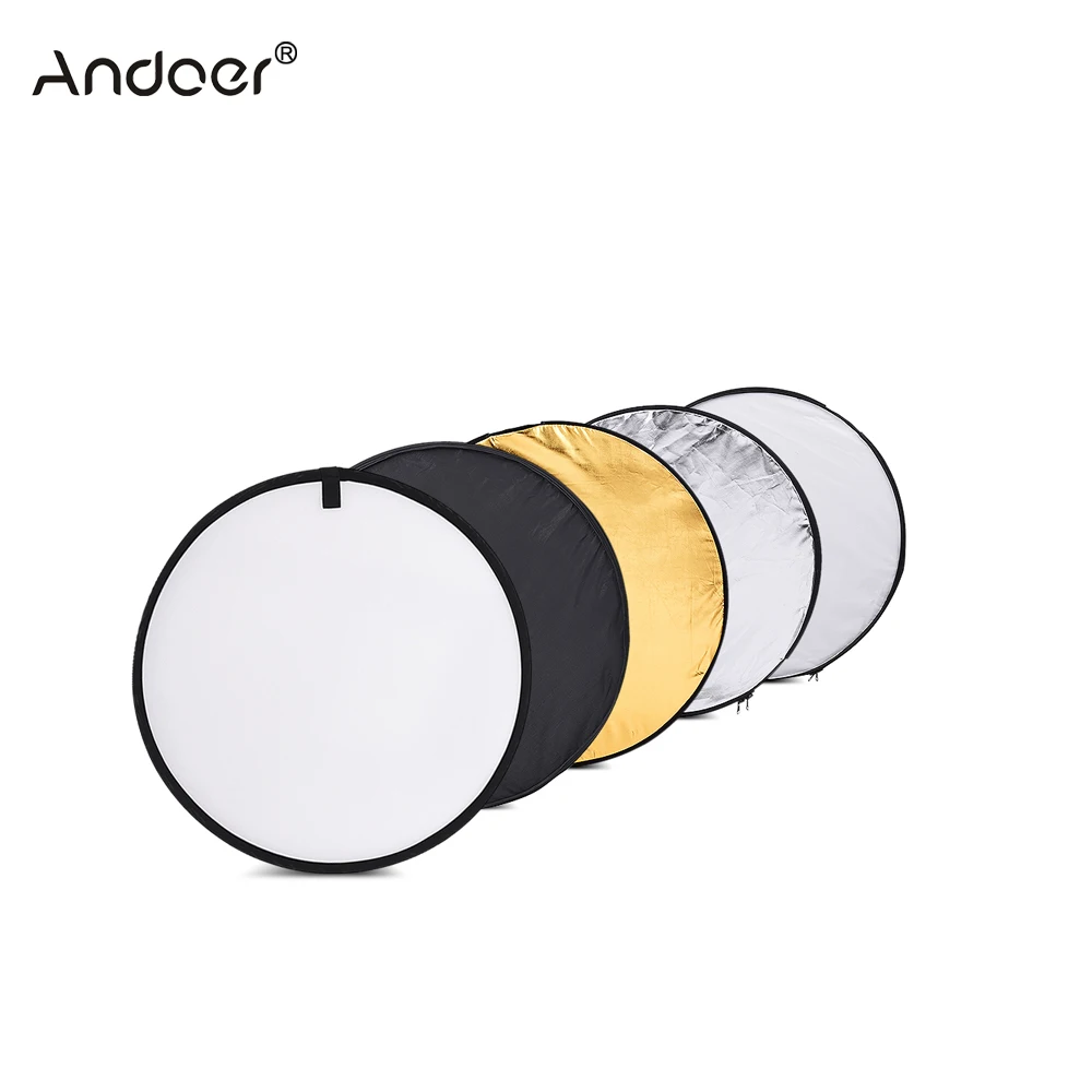 

Andoer 24" 60cm 5 in 1 Portable Photography Studio Reflector Multi Photo Disc Collapsible Light Reflector