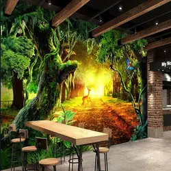 Заказ росписи Солнечный Лес Дерево гостиная полной сцены ТВ фоне стены росписи пользовательские Ресторан обои