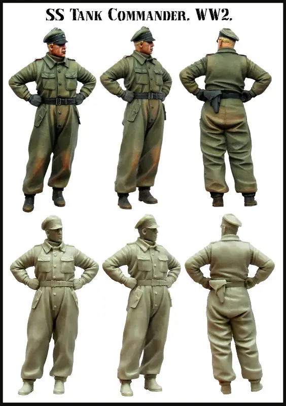 

[tuskmodel] 1 35 scale resin model figures kit WW2 SS tank offiecr set1
