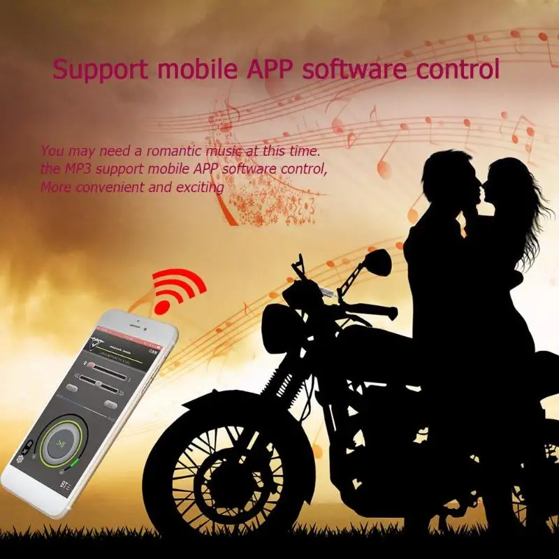 Светодиодный дисплей, управление с помощью приложения, MP3/TF/USB, fm-радио, стерео колонки, водонепроницаемые, для мотоцикла, Bluetooth, аудио, звуковая система, для мотоцикла, аудио