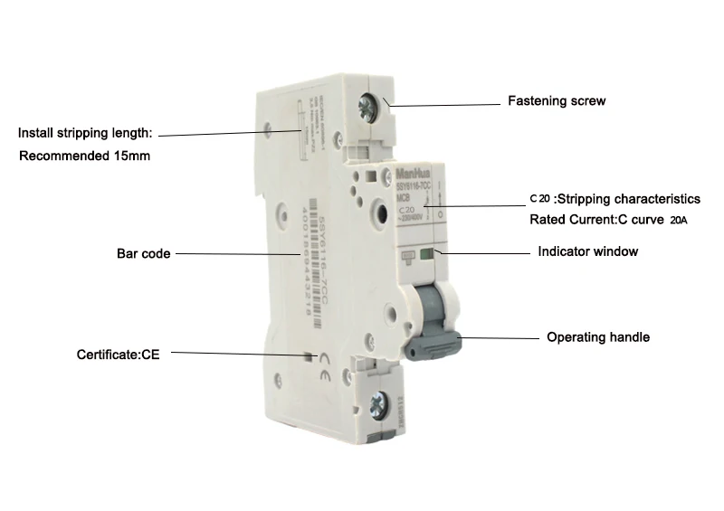 ManHua 3 P C20 миниатюрный выключатель защита от перегрузки Disjoncteur Напряжение изоляции реле автоматический выключатель