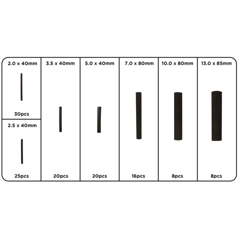 127 шт Черная Термоусадочная трубка Ассортимент обертывание электроизоляционный кабель трубный кабель