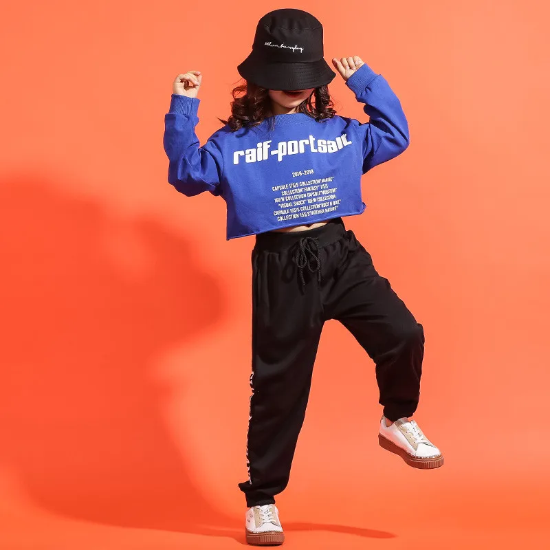 Children's Jazz Dance Costumes Set Korean Hip-hop Dancing Outfits Girls Vest Striped Pants Long Sleeve  Suit Jazz Dance Clothing (12)