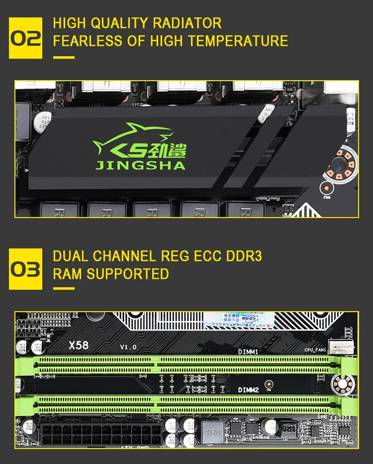 Jingsha X58 Материнская плата DDR3 LGA 1366 M-ATX для настольного компьютера Поддержка AMD RX серии с USB 3,0