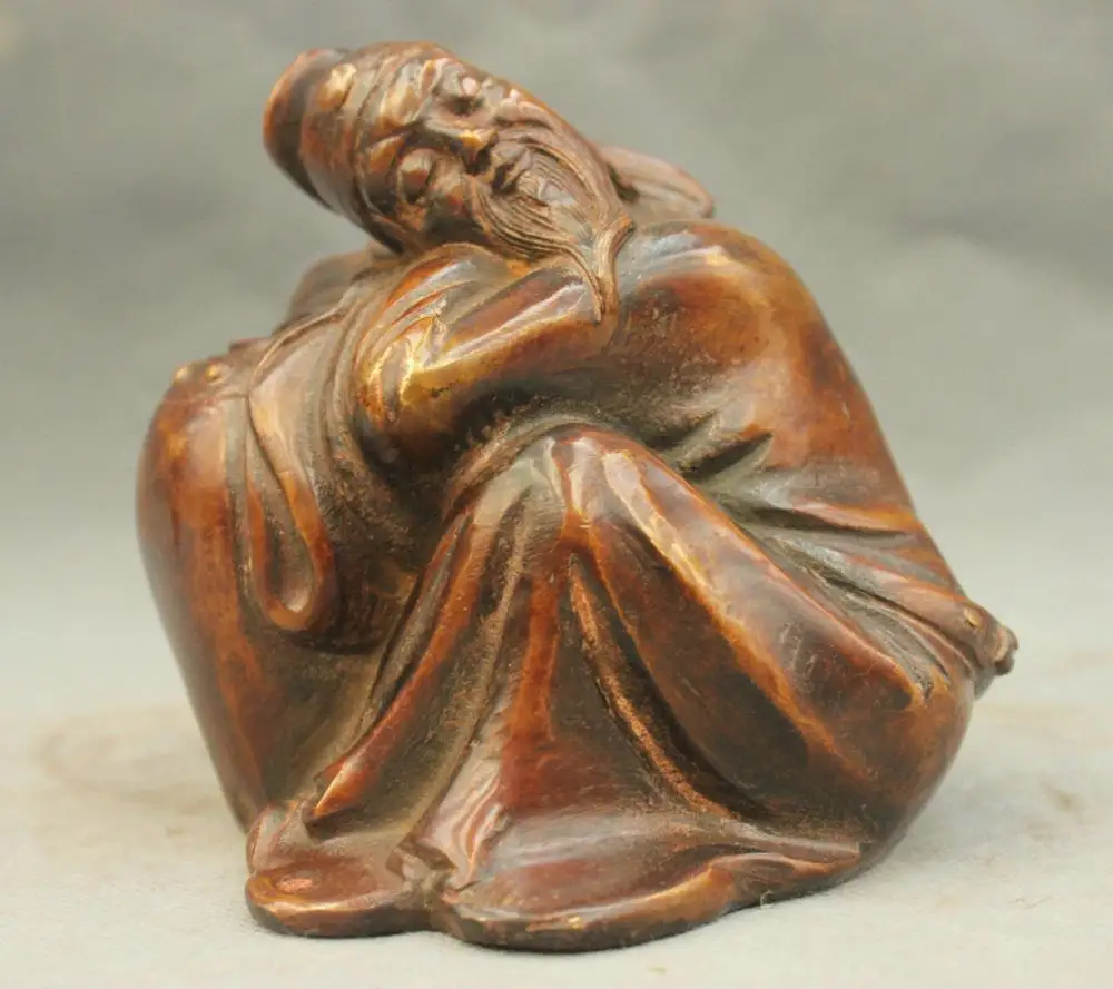 

SS 6'' China Ancient Sage Poet Li po Bronze Statue