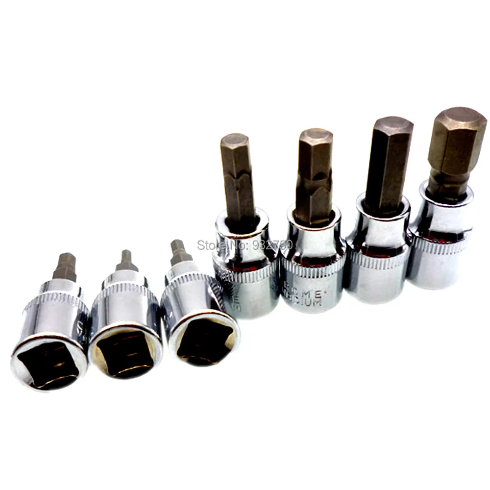 

Pack of 7 Metric Hex Bit Socket Set 3/8" Drive Allen Key H3 H4 H5 H6 H7 H8 H10 Chrome Vanadium steel Screwdriver Bit Sockets