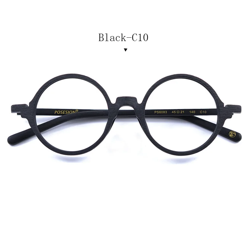 Posesion Vintage Retro Glasses Frames Round Men Wood Prescription Myopia Hyperopia Optical Eyeglasses Glasses Frame for Women - Цвет оправы: Black