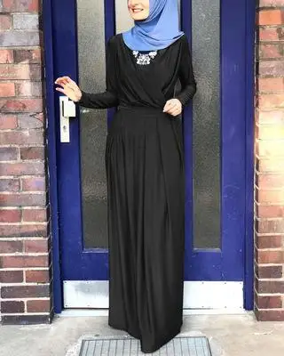 Женское марокканское кимоно Абая Дубай, Турция, мусульманская одежда, нарядное платье в арабском стиле, элегантное мусульманское платье, халат jilbaw - Цвет: Черный