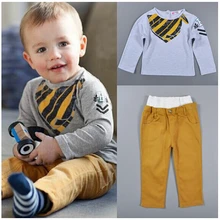 Детский костюм 5 комплектов/партия детский комплект из штанов+ футболки с нарисованным шарфиком одежда для малышей костюм для девочек sylvia sis 1009