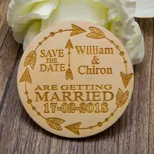 Персонализированные свадебные имя сохранить Дата магниты, пользовательские деревянные деревенский стрелка венок сохранить дату, вечерние сувениры подарки