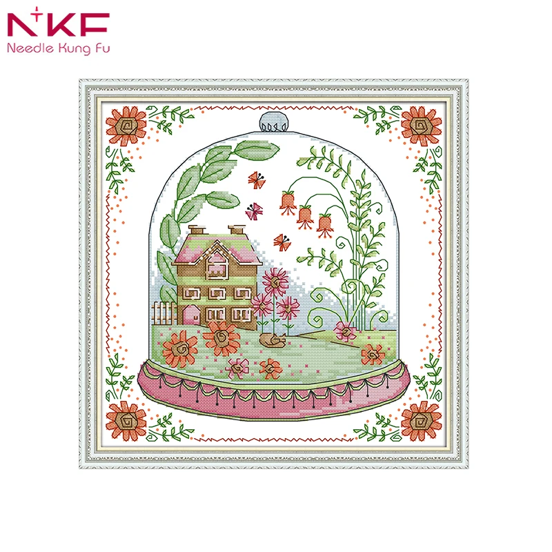 

NKF Cabin scenery painting counted print on the canvas DMC 11CT 14CT kits NKF Cross Stitch embroidery needlework Set Needlework