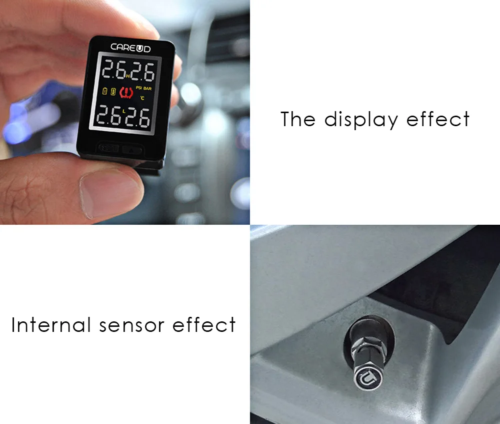 VicTsing Car TPMS U912 433.92MHz Wireless TPMS Tire Pressure Monitoring System 4 InternalExternal Sensors for Toyota psi bar    (4)