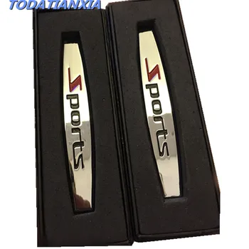 

2pcs ABS Car sports Emblem Badge Fender Sticker For polo volkswagen peugeot 306 3008 2008 seat leon fr altea touran audi a4 b7