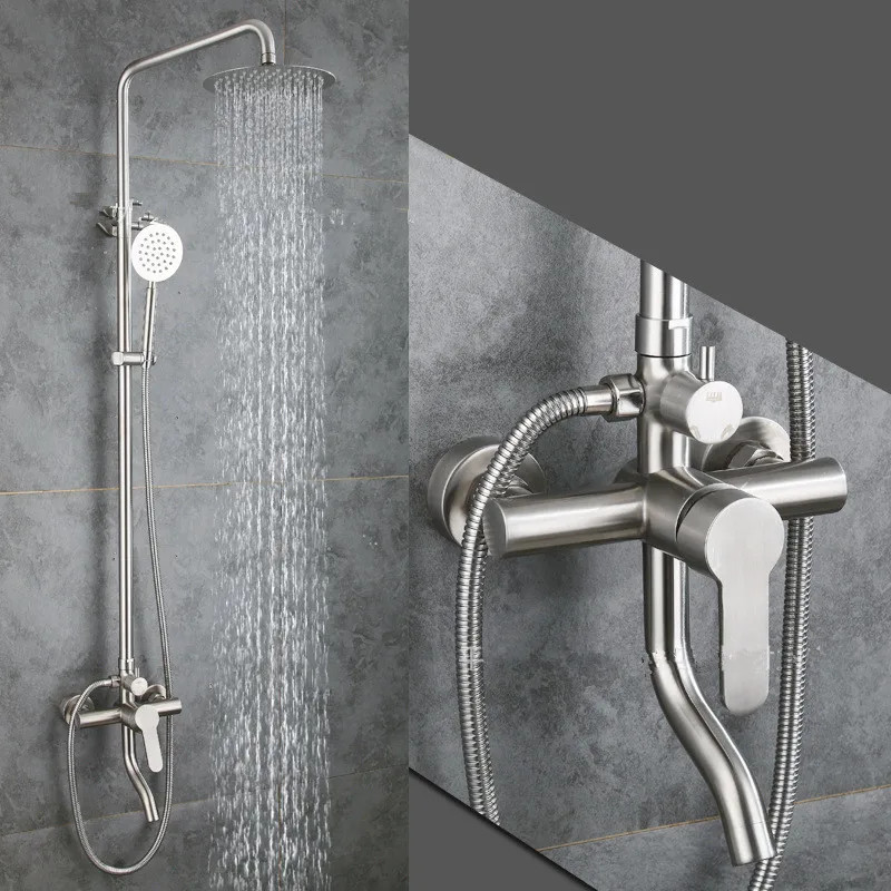 

Bathroom 304 stainless steel bathtub faucet triple cold mixing valve concealed faucet wall simple shower faucet