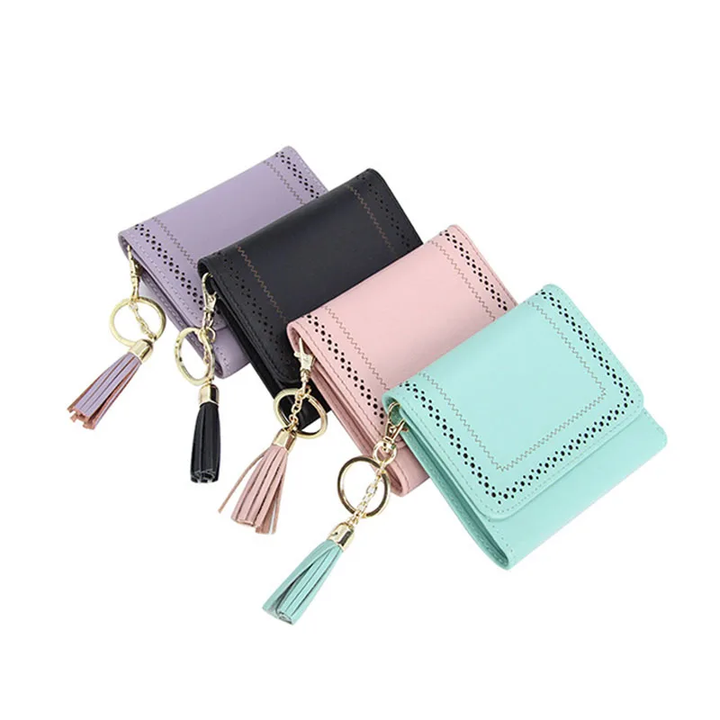 Leave 15 Drei 2018 Kurzen Geld Geldbörse Message Neue Mode Teile Brieftasche los Taschen A Geldbörsen Carteira Frauen Falten Quaste Kleine Leder Ändern rW8qrC4Hwx