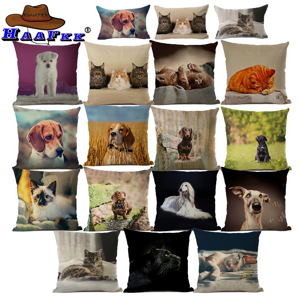 

45*45cm SexeMara Lovely French Bulldog Pattern Cotton Linen Cushion Cover Waist Square Pillow Cover Pillowcase Home Textile