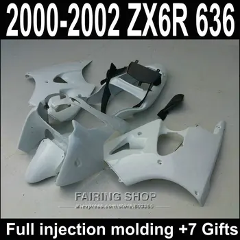 

White painted Fairings For Kawasaki ZX6R 2000 2001 2002 Fairing Kit 00 01 02 100%suit EMS free S68