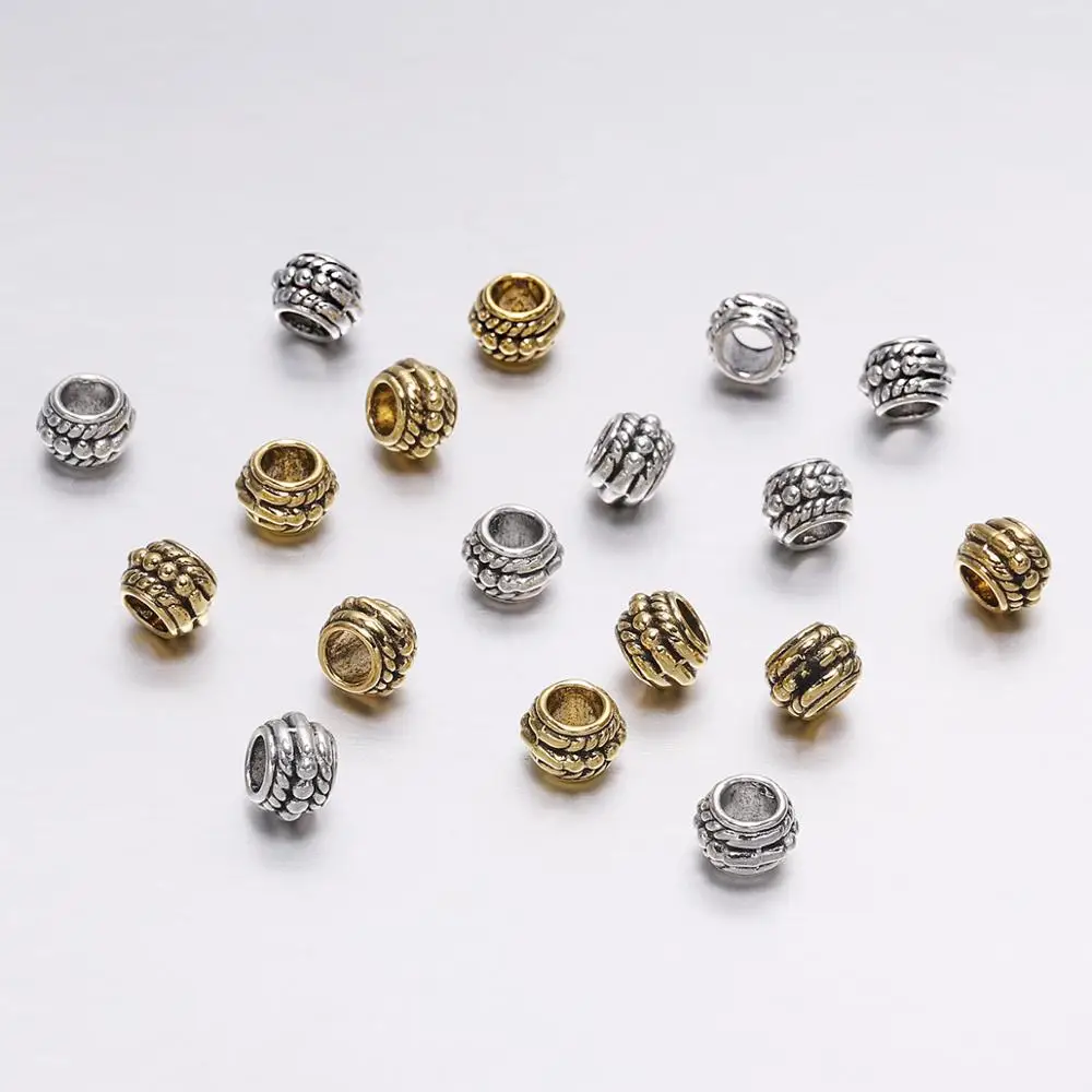 

30pcs/lot 8mm Antique Silver Gold Vintage Loose Spacer Beads For Jewelry Making DIY Charm Bracelet Findings Supplies Accessories