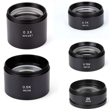 

WD30 WD160 0.5X 0.3X 1X 1.5X 2X Barlow Lens Trinocular Stereo Microscope Lens Auxiliary Objective Lens 48mm Thread