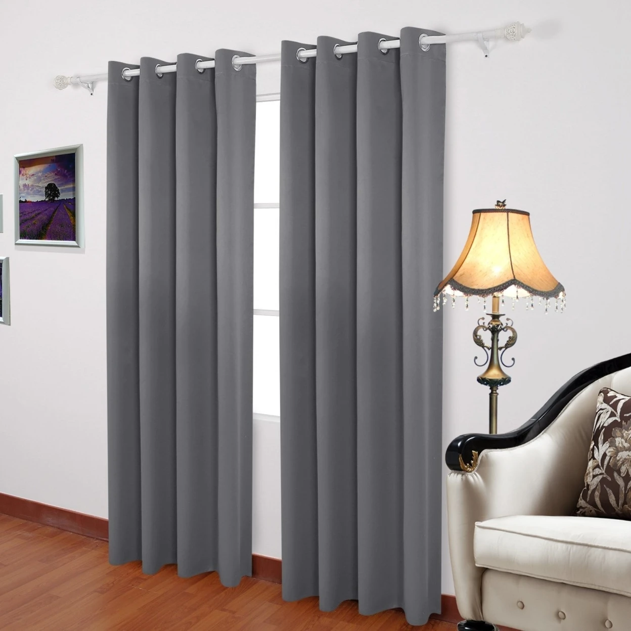 Dasein Room Darkening Solid Window Treatment Thermal Insulated Blackout Grommet Microfiber Woven Blackout Curtain, Set of 2 Panels (5)