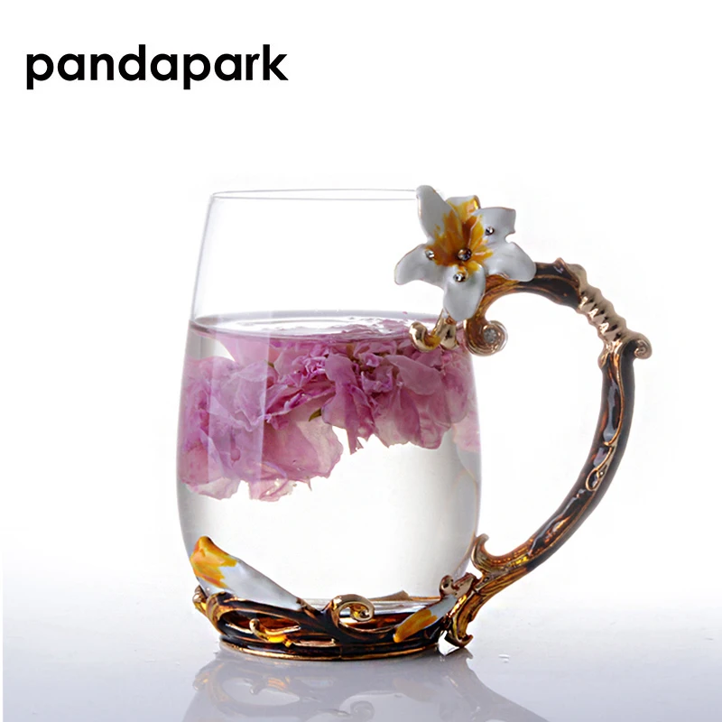 Pandapark креативный роскошный эмалированный стеклянный цветочный чайный набор