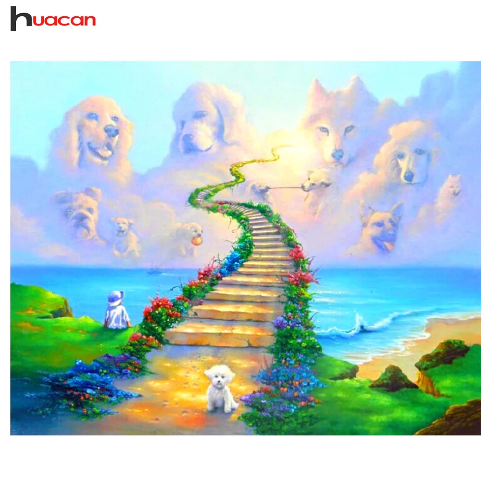 

HUACAN Diamond Painting Cross Stitch Scenic DIY Diamond Embroidery Kits Pattern Rhinestones Diamond Mosaic Christmas Decorations