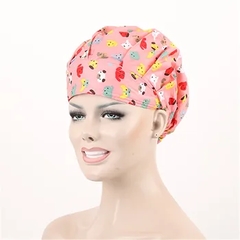 

2017 Jalecos Bouffant Surgical Cap Hat for Long Hair Doctors And Nurses 100% Printing Cotton Medical Cap Working Lab Caps CC78