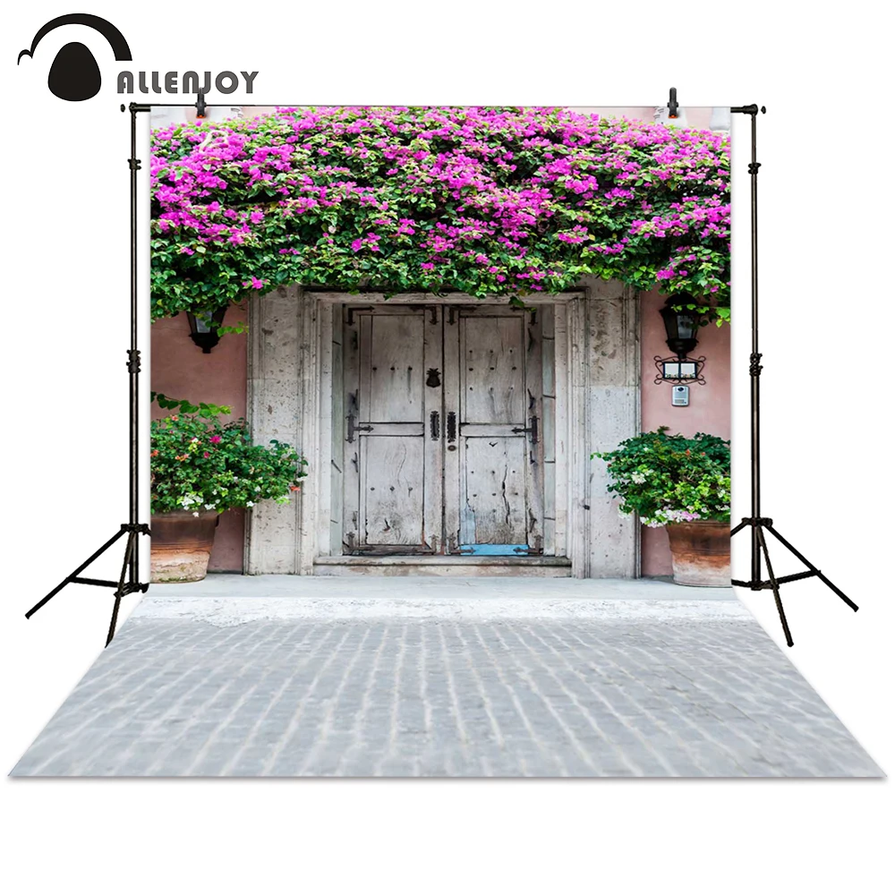 

Allenjoy photography backdrop spring flower door bonsai retro backgrounds photocall photographic photo studio