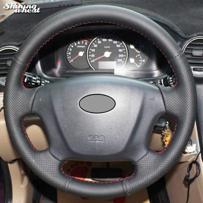 Блестящая пшеница прошитая вручную черная кожаная модель для Kia Carens 2007 2011|car steering