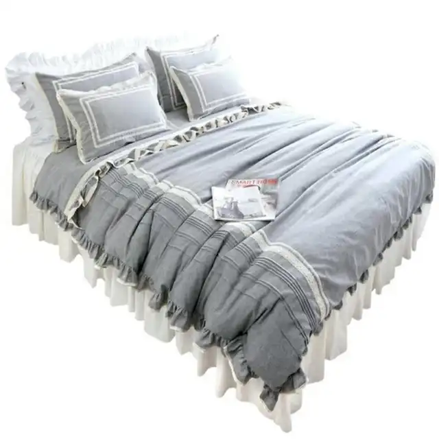 Buy Light Grey Luxury Linen Bedding 4pcs Set King