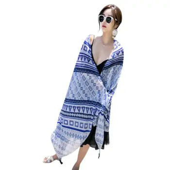 

New Women Nepal Vintage Travel Holiday Wind Scarf Colored Geometric Floral Large Shawl Beach Towel Tassels Bikini Cover Up