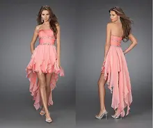 Elegante trägerlosen Cocktailkleid Multi Farbe Chiffon Perlen Sparking Kristall Vestidos De Festa Hallo-Lo Parteikleider D30