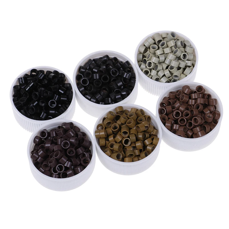 500pcs/bottle 4.5mm Micro Ring Beads Silicone Bead Link Microringen For Feather Human Hair Extension Tools