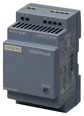 

6EP1351-1SH03 LOGO!POWER 15 V/1.9 A STABILIZED POWER SUPPLY INPUT: 100-240 V AC (110-300 V DC) OUTPUT: 15 V/1.9 A DC