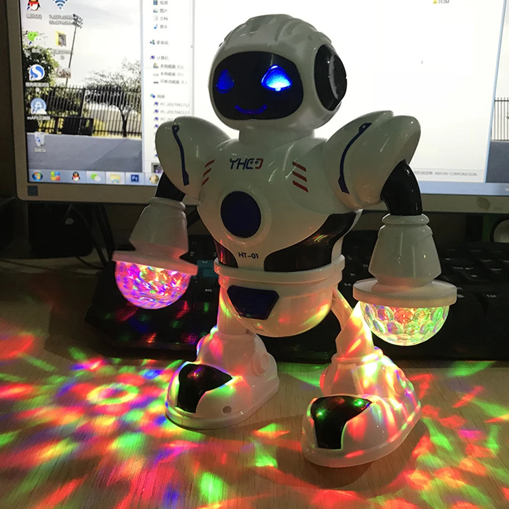Светодиодный светильник музыка танцы гуманоид игрушечный Электрический Робот Дети Pet Brinquedos Электроника Jouets электронный для мальчика ребенка P4R