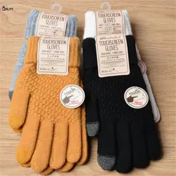 BXLYY 1 пара из Сенсорный экран перчатки Для женщин Для мужчин теплая зима стрейч вязать перчатки полный палец перчатки Для женщин вязаный