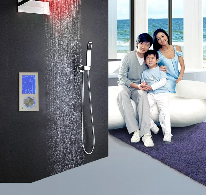 Digital Thermostat Waterfall Shower Controller Touch Control Panel Large SUS304 Rainfall Massage Bathroom Celling  (4)