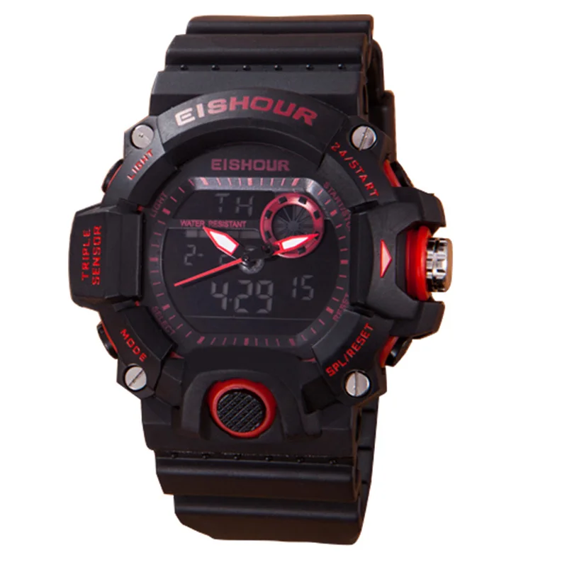 Мужские спортивные часы Новое поступление электронные водонепроницаемые часы с большим циферблатом модные светящиеся с будильником - Цвет: 02
