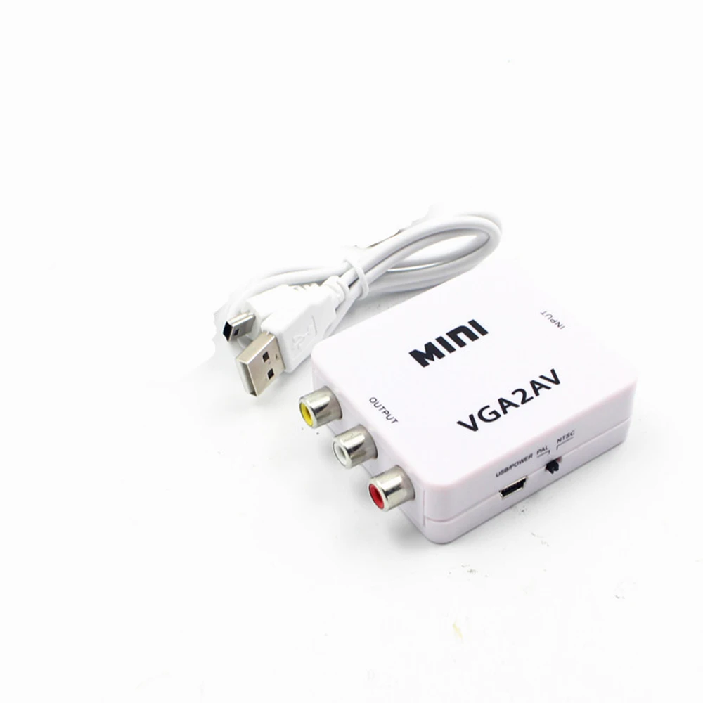 Adapters For 1080P Mini VGA to AV RCA Adapter Video Converter with 3