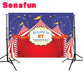 

ZY092 Sensfun photography backdrop circus birthday tent stars party red blue background photocall fotografia photobooth