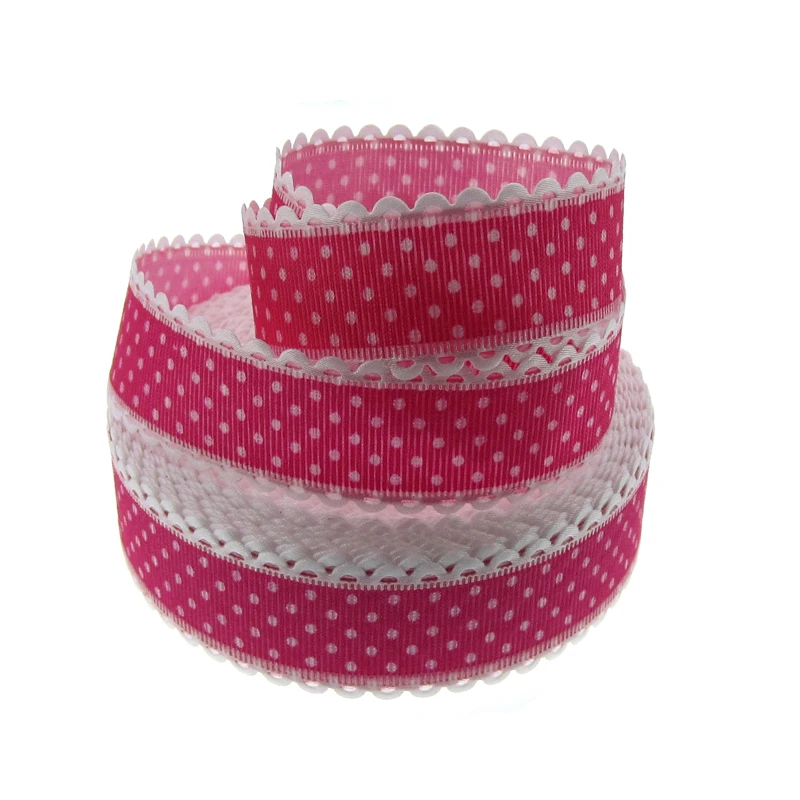 20yards 1" Printed Dot Lace Ribbon Fabric Trim Ribbons For Craft