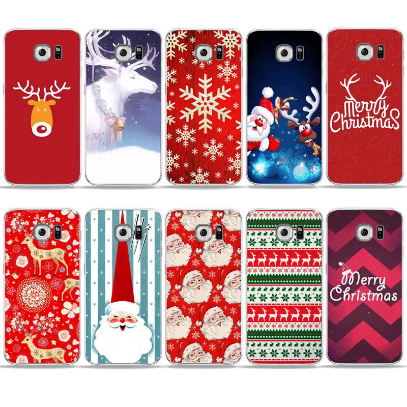 

2019 new year Christmas Santa Claus Elk lovers snowman Phone Case For Samsung A6 Plus S7 edge S6 S8 S9 J1 Soft TPU Silicone case