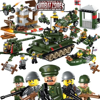 

Enlighten Military Educational Building Blocks Toys For Children Gifts Army Jeep Boat Gun Tank 88mmflak World War Hero Weapon