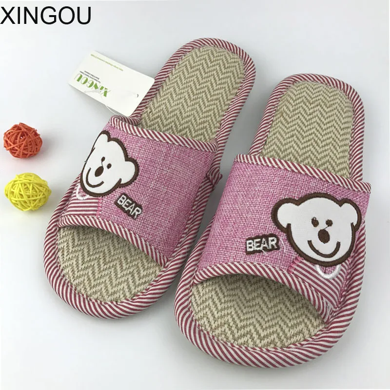 

New home Flax slippers women Coral Velvet Soft Warm Indoor Slippers Cotton slippers home EVA non-slip flax women's slippers