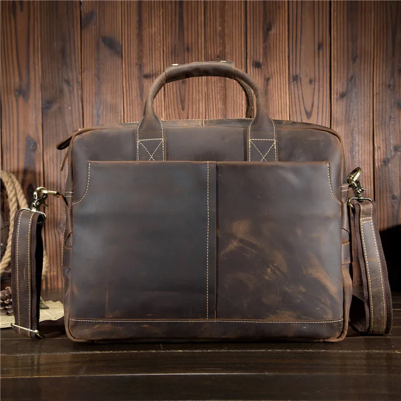 

Genuine Leather Men's Briefcase Real Leather Shoulder Bag Laptop Handbag Business Messenger Bags Male Cowhide Crossbody Satchels