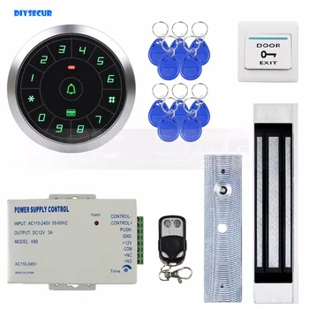 

DIYSECUR 125KHz RFID Reader Password Keypad + 180kg Magnetic Lock + Remote Control Door Access Control Security System Kit