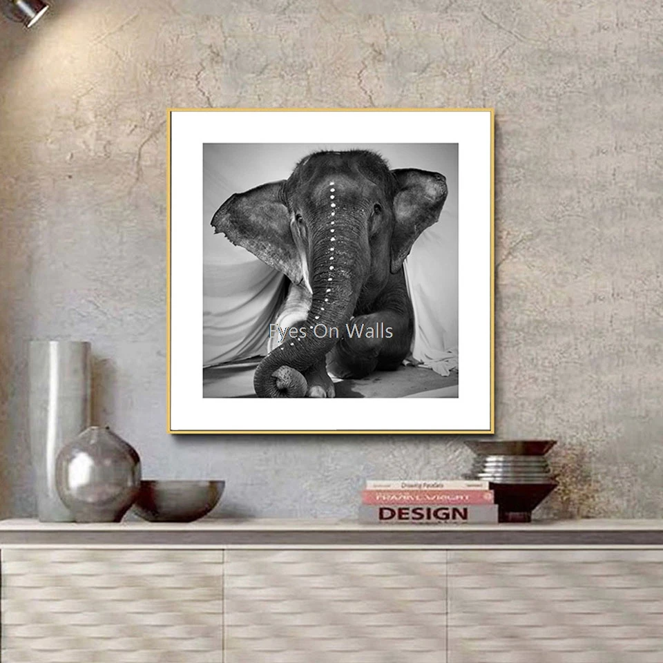 Скандинавский слон плакат и печатная графика черный белый животное холст живопись для жизни комнатные настенные картины Современный домашний декор без рамки
