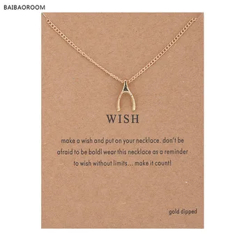 Hot Sale Sparkling wishbone gold plated Pendant necklace Clavicle Chains Statement Necklace Women Jewelry(Has card) 0028
