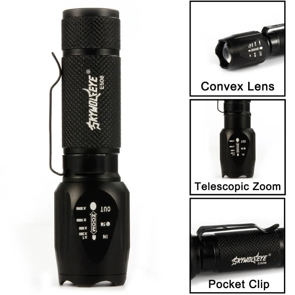 SKYWOLFEYE 8000 LM T6 3 Mode Waterproof LED Flashlight Torch Portable